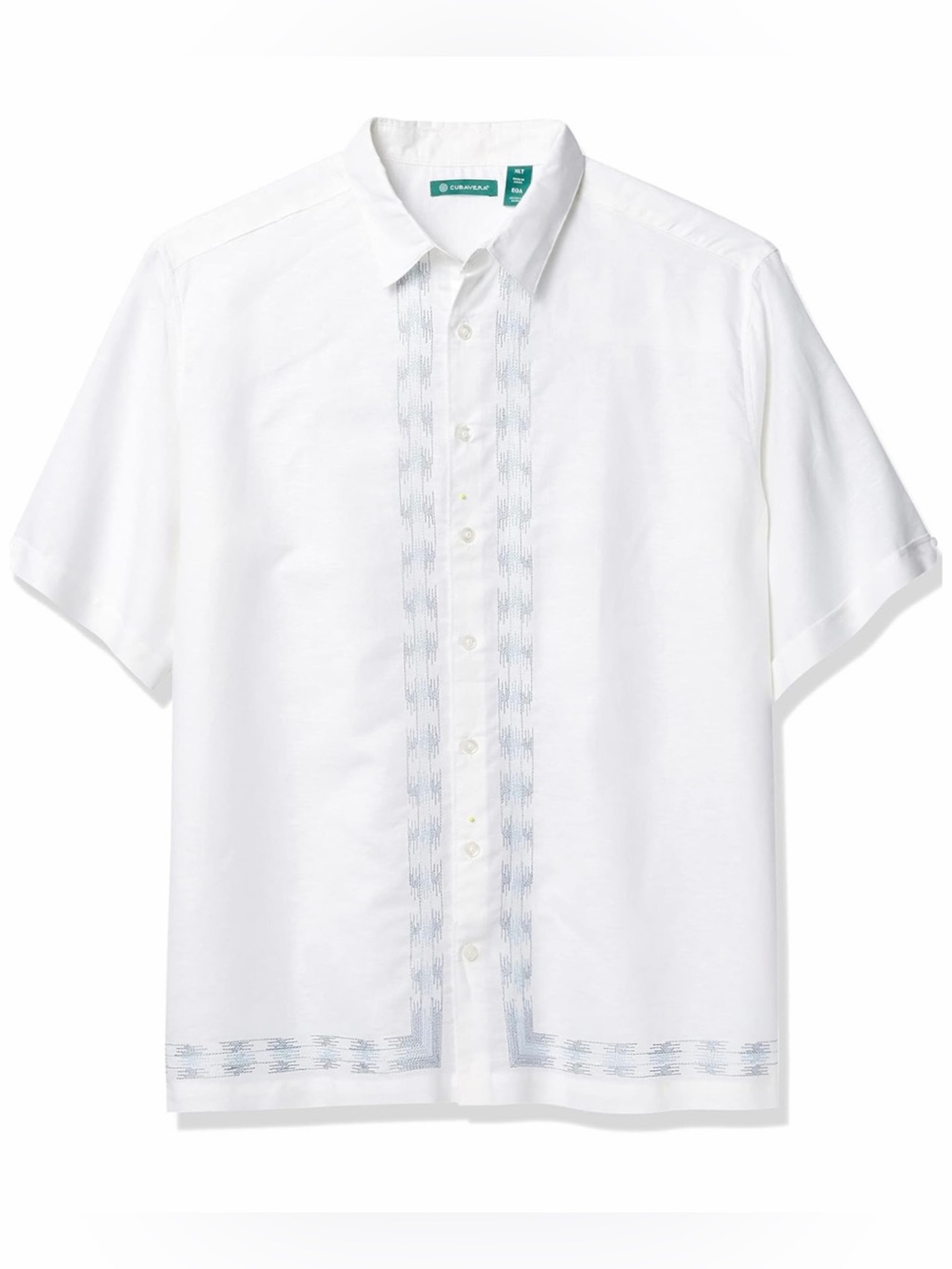 Cubavera Linen Embroidered Guayabera Short Sleeve Button Up Shirt